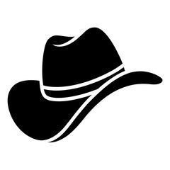 Cowboy Hat Black Silhouette Vector Illustration on White Background