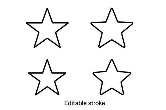 Star outline icon set. Simple star shape symbol collection for rating, quality, and success concepts. Vector illustration with editable stroke for easy customization.