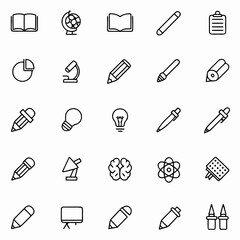 Education and learning icons set vector illustration for school university and online courses study materials