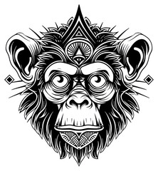Obraz premium PNG Monkey drawing illustrated wildlife.
