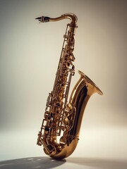 Naklejka premium Golden Saxophone Isolated on White Background – Jazz Music Instrument High Resolution Stock Photo