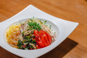 Hiyashi Chuka, Japanese cold noodle dish for dinner
