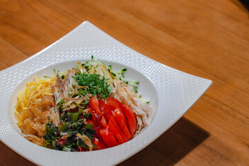 Hiyashi Chuka, Japanese cold noodle dish for dinner
