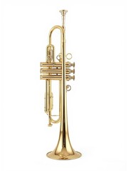 Brass Trumpet Isolated on White Background – Classical and Jazz Music Instrument Stock Photo