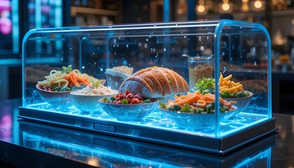 Holographic Food Display in Modern Kitchen