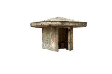 Fototapeta premium Concrete Military Pillbox Bunker on Transparent Background