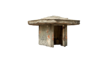 Concrete Military Pillbox Bunker on Transparent Background