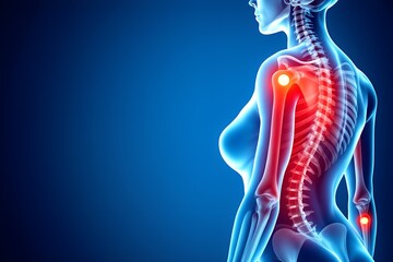 Visualize chronic back pain and joint inflammation with this striking anatomical rendering for medical education and healthcare awareness campaigns