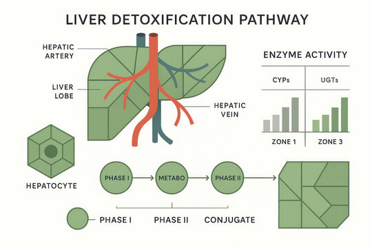Liver Detoxification Pathway, Illustration