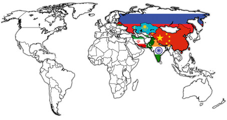 Shanghai Cooperation Organisation territory on world map