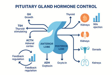 Pituitary Gland Hormone Control Illustration: Anterior & Posterior Lobe Functionalities [Illustration]