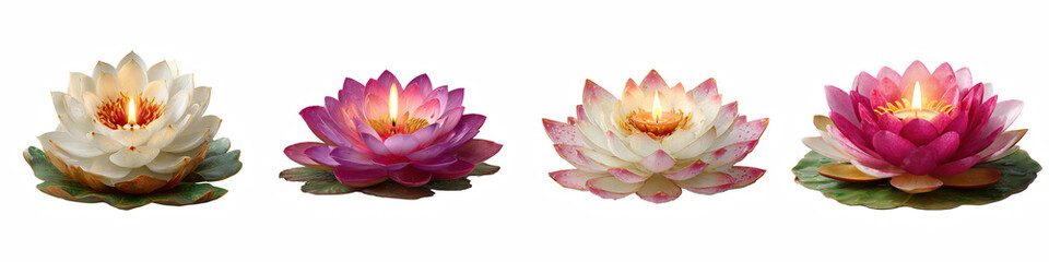 Lotus with Diwali Diya, clipart collection, vector, icons isolated on transparent background