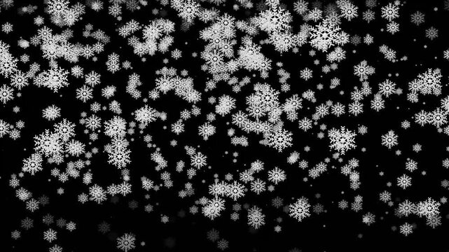 2d snowflake animation on black screen