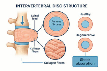 Intervertebral Disc Structure Illustration: Healthy vs Degenerative Discs, Spinal Load, Anatomy [Illustration]
