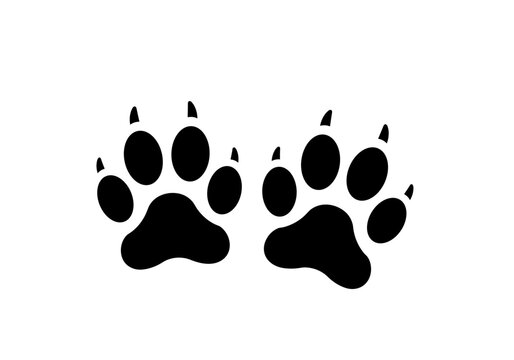 Black dog paw prints vector illustration for pet products or veterinary clinic and other animal footprints designs 