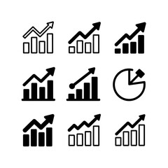 Fototapeta premium Multiple Business Growth Chart Icons – Statistics and Progress Design