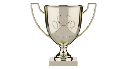 Isolated Silver Trophy with Paw Print