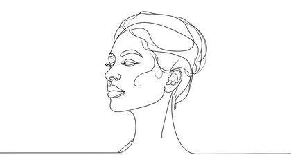 Elegant woman's profile, continuous line art