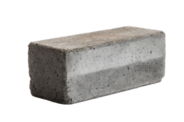 Single Concrete Block on Transparent Background