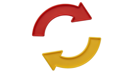 Isolated Red and Yellow Arrow Recycle Sign