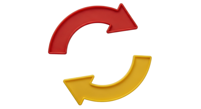 Isolated Red and Yellow Arrow Recycle Sign