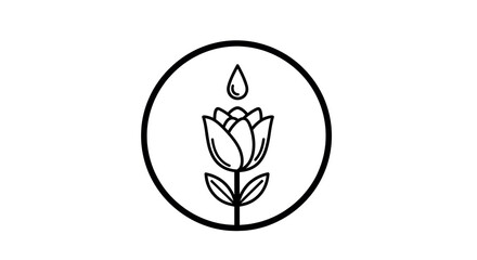 Isolated Flower and Water Drop Icon