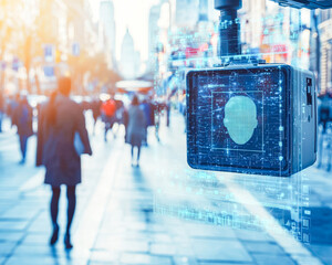 Advanced facial recognition technology monitoring in a busy urban environment