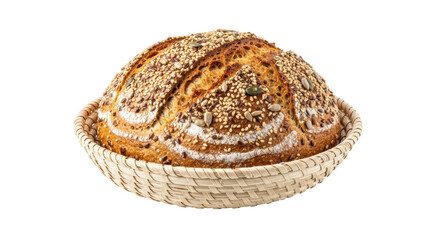 Isolated Round Loaf of Bread in Basket