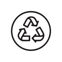 Fototapeta premium A black and white outline of the recycling symbol.