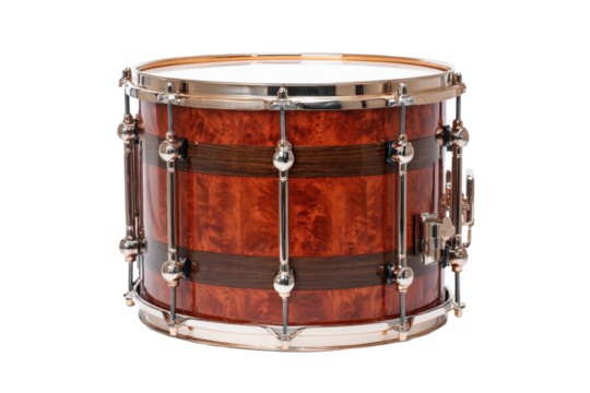 Wood Burl Floor Tom Drum with Polished Chrome Hardware