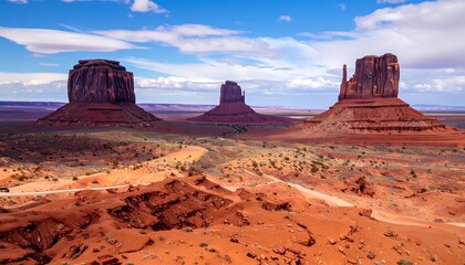 Naklejka premium Red rock formations under a vibrant sky