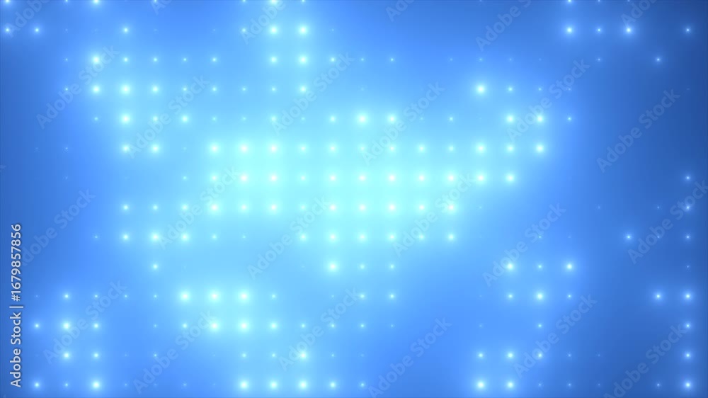 Poster abstract glowing blue disco light wall background with sparkling illuminated grid pattern