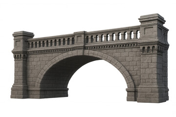 Classic stone bridge with detailed carvings and arches on a transparent background, perfect for architectural visualization and design projects