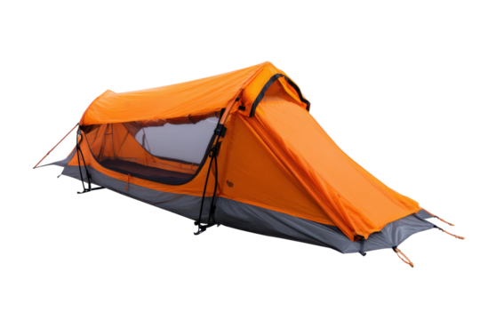 Orange Solo Bivy Tent on Transparent Background
