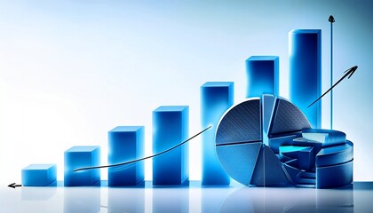 blue growth chart a visually compelling abstract image of a blue bar chart and a pie chart representing growth and data analysis the image is stylized and can represent concepts of success