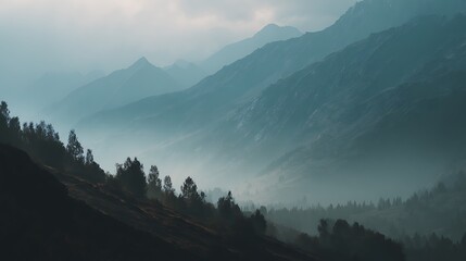 Fototapeta premium misty mountain and valley views