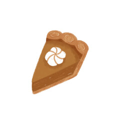 Pumpkin pie illustration in cute crayon style for autumn or thanksgiving season