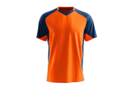 Orange and Navy Football Jersey on Transparent Background