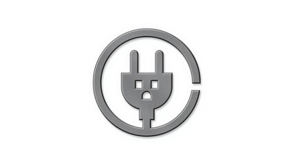 Modern metallic electrical plug icon represents power and connection in industry and technology