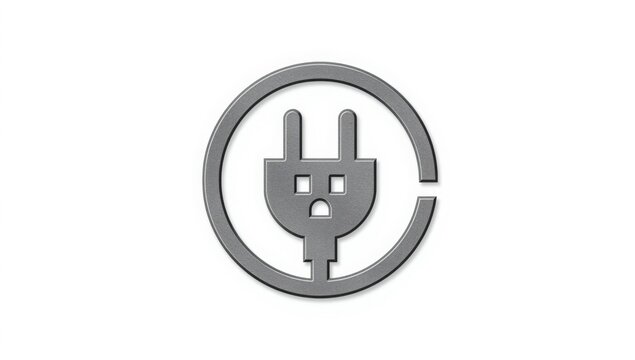 Modern metallic electrical plug icon represents power and connection in industry and technology