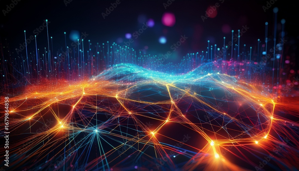 Fototapete digital network a vibrant digital network pulsates with interconnected nodes its energy visualized t