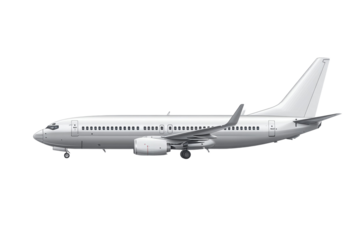 A white airplane is on the ground