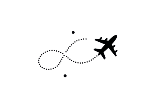 A plane is flying in a line