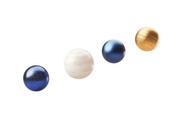 Four different colored balls are floating in the air, isolated