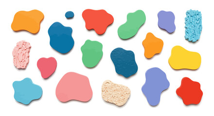 Colorful Abstract Shapes with Textured Surfaces and Soft Shadows.