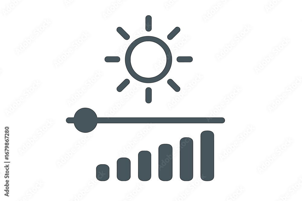 Fototapete brightness control icon for screen display. light level adjustment symbol. sun and slider for ui ux 
