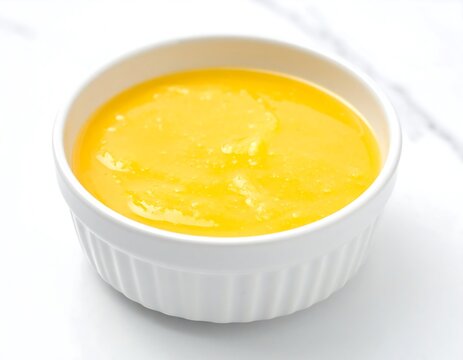 Creamy yellow clarified butter in a bowl