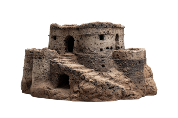 Model Earthen Fort on Transparent Background