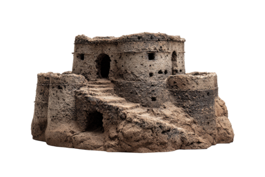 Model Earthen Fort on Transparent Background