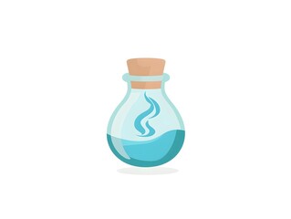 Magical Blue Liquid in Mystical Flask: Apothecary Potion Illustration with Transparent Symbolism